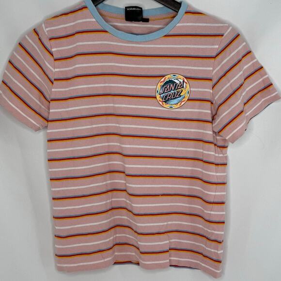 Santa Cruz TShirt Womens Crewneck Small Pink Red White Graphic Skater Girl Style - Picture 1 of 3